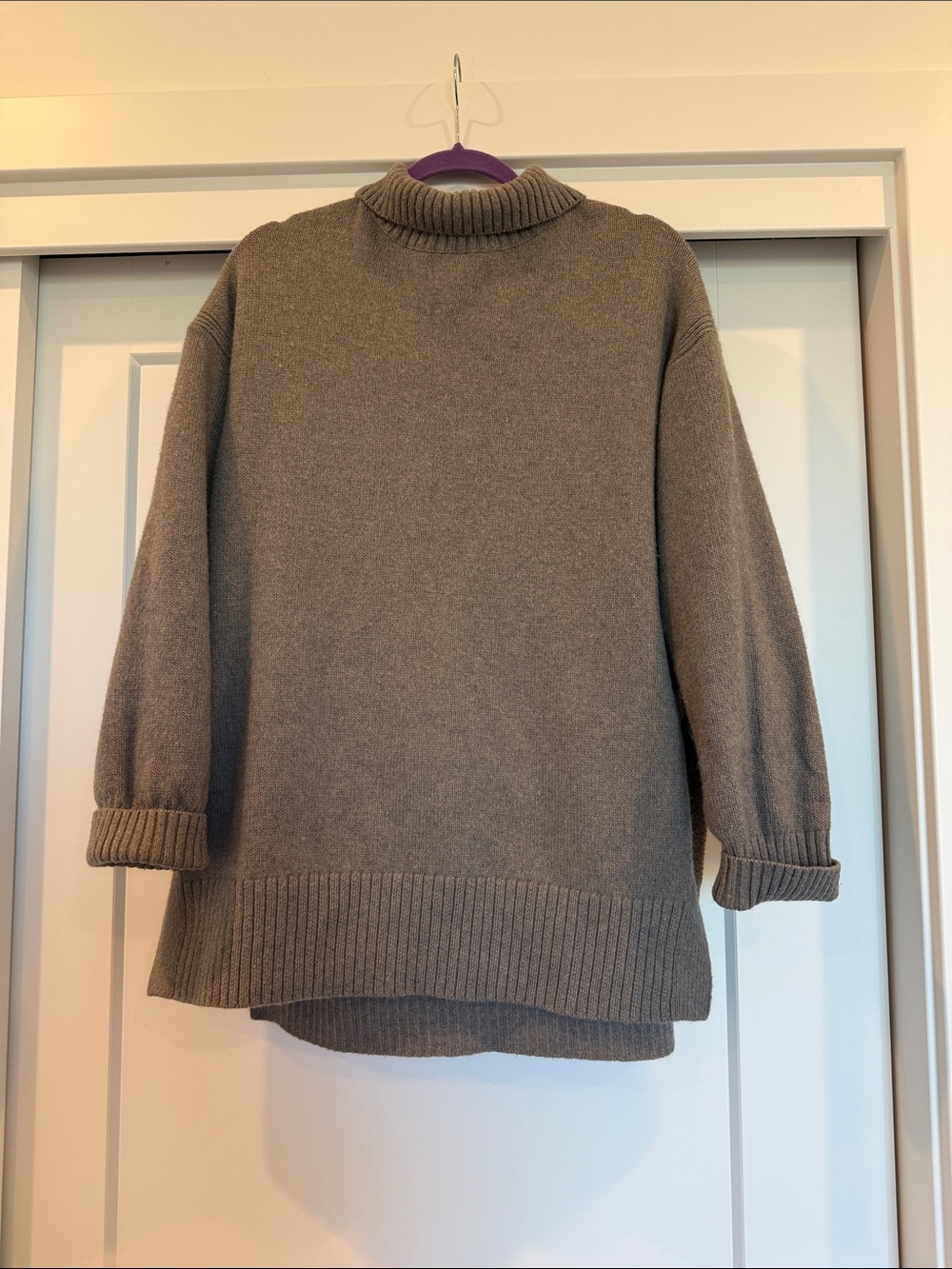 H&M Taupe Mock Neck Knit Sweater